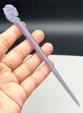 新款琉璃梅花发簪头饰烟紫色仿玉簪子发饰古风汉服新国风影视发钗