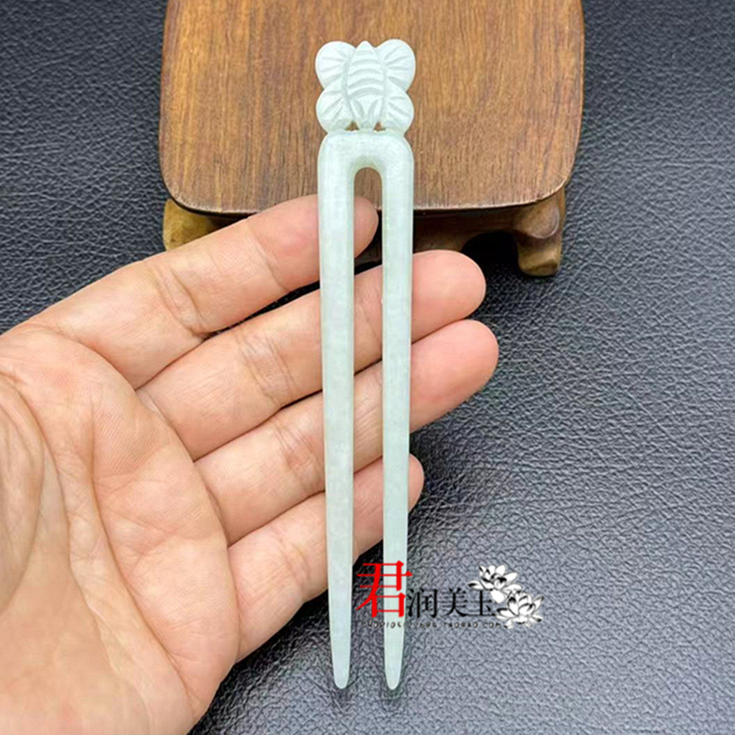 和田玉蝴蝶双插发簪玉簪步摇新国风旗袍双簪发钗古风汉服发饰头饰