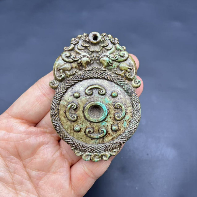 仿绿松石双貔貅吊坠挂件手工项坠