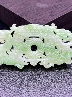 仿玉双龙玉佩锁骨链项链