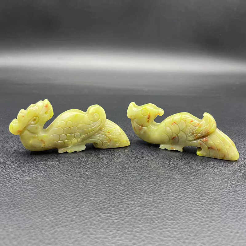 岫玉龙凤笔架玉佩玉坠仿古雕刻笔阁摆件书房用品玉石龙笔架凤笔架