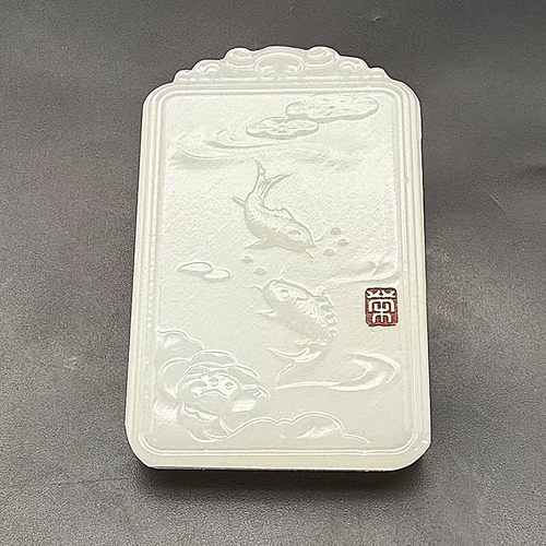 鲤鱼闹莲吊坠挂件阿富汗玉双鱼