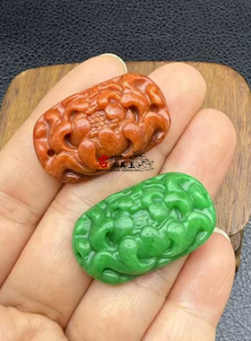 红绯色牡丹花手牌挂件绿色
