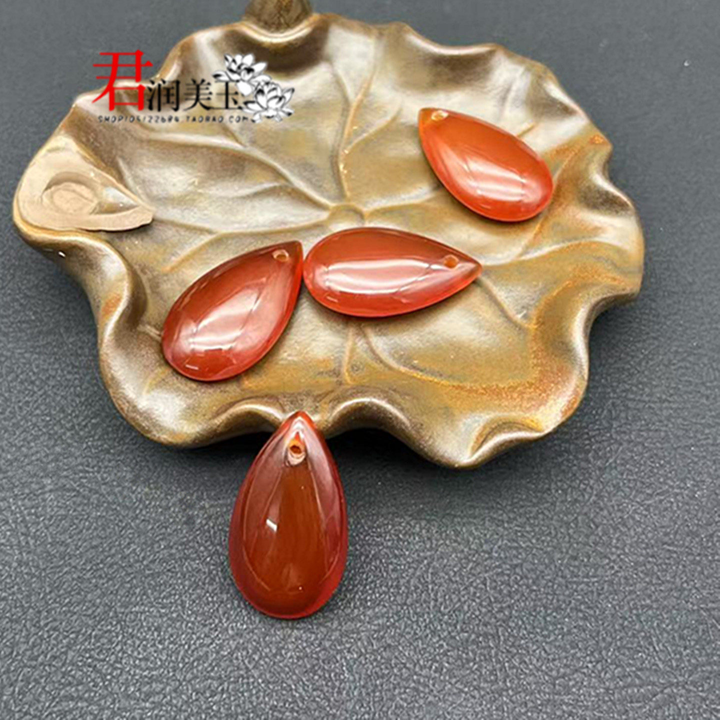 红玛瑙水滴吊坠挂件DIY 手工汉服项链配件配饰红色水滴型耳环挂饰