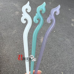 琉璃水仙发簪发钗烟紫色白色蓝水色簪子古风汉服发钗影视短剧发饰