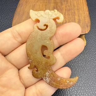 古玩玉器龙型玉佩玉坠仿古战汉青龙吊坠挂件颈饰项链坠挂饰锁骨链