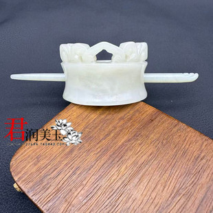 和田玉如意发冠发束头饰帽冠手工发簪汉服配饰男女款发饰头饰玉冠