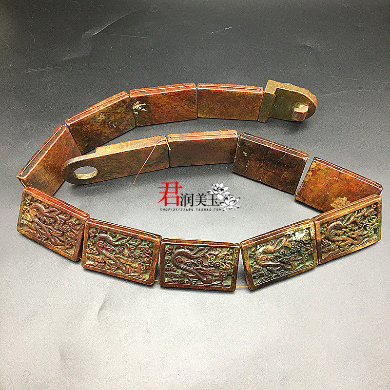 唐宋仿古做旧岫玉高古玉古玩玉器精雕仿古龙皮带玉腰带古装影视道