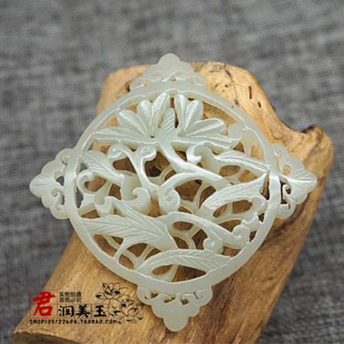 diy青白玉花开富贵复古流苏吊坠