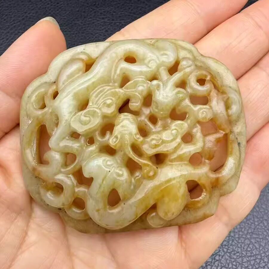 和田玉双貔貅吊坠挂件古风挂饰