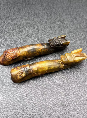 岫玉龙头带钩吊坠挂件仿古做旧汉服腰带勾配饰配件仿明清玉佩玉坠