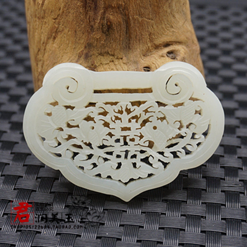 仿古明清雕刻喜字锁型玉佩玉坠和田玉挂件吊坠颈饰毛衣坠古装腰佩