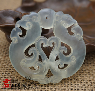 玉石玉佩天然岫玉双凤和鸣吊坠挂件岫玉镂空双凤凰民族风汉服腰佩