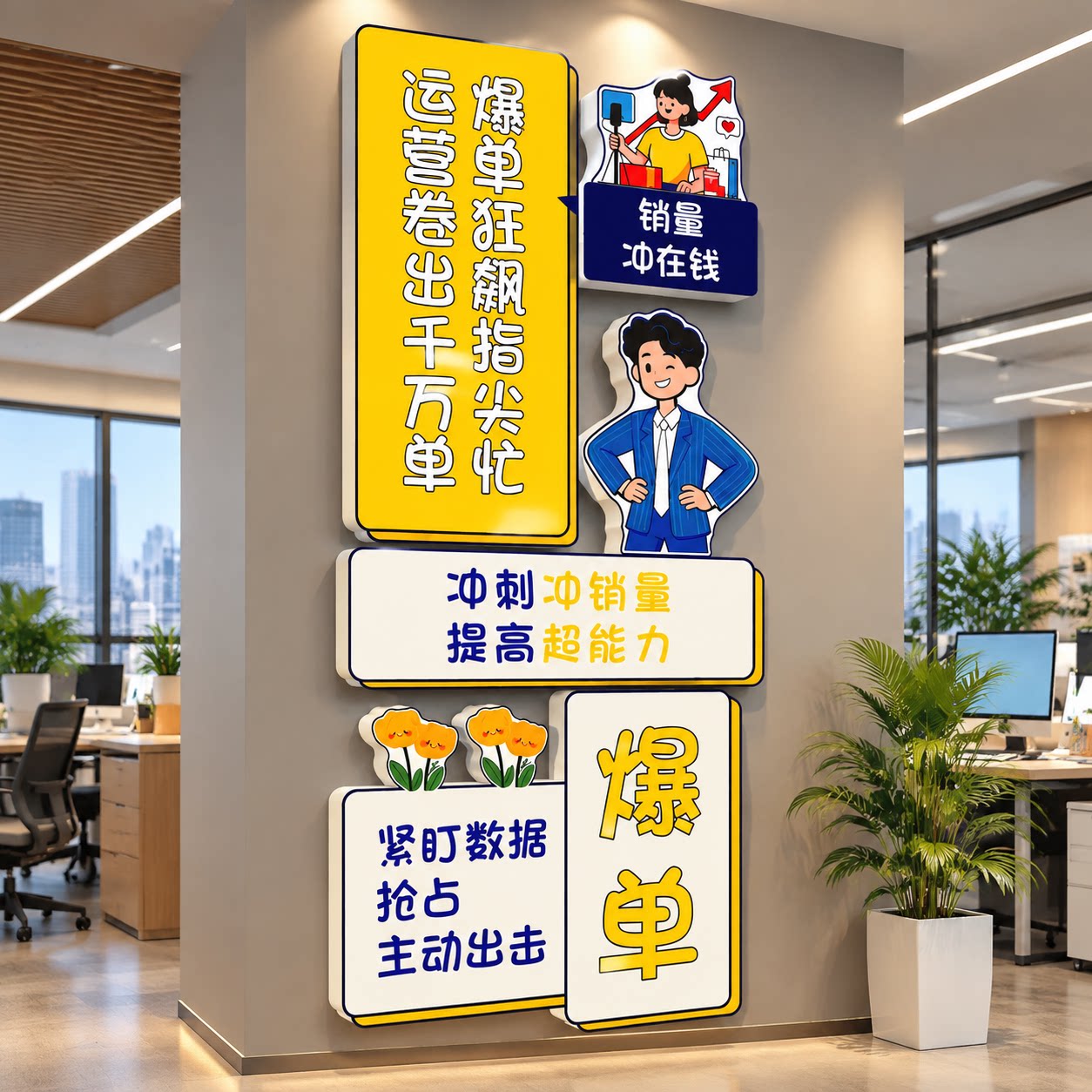 办公室墙面装饰职场励志标语贴纸企业文化形象司创意背景氛围布置