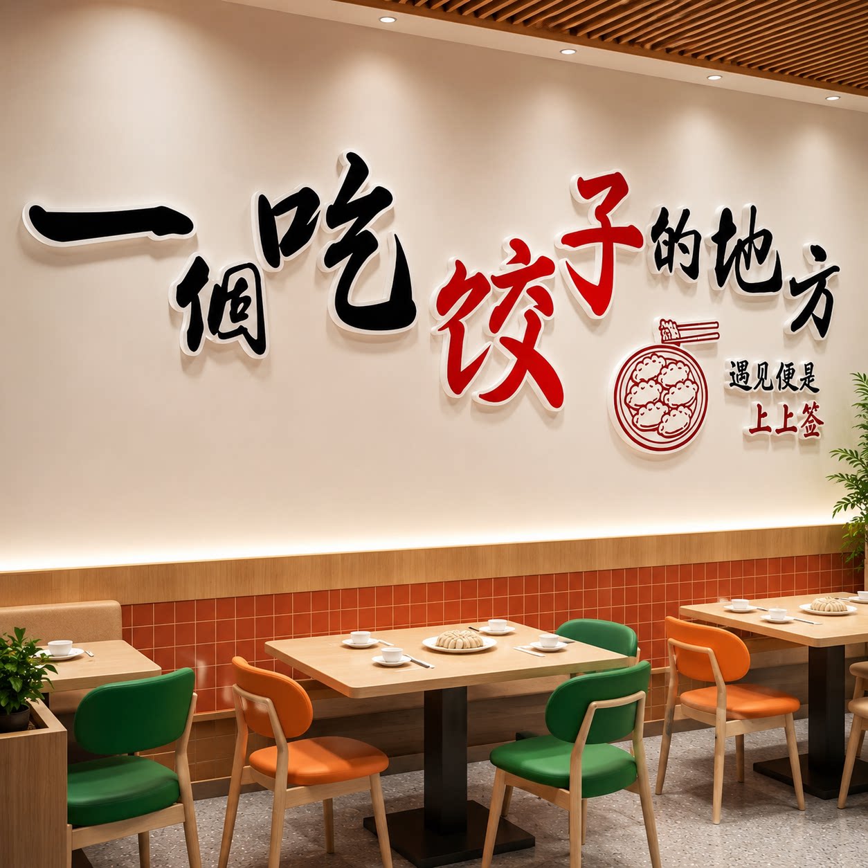 手工水饺子馆店墙面装饰画手工蒸饺小吃早餐饮店贴纸宣传广告海报