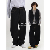 男女同款 一衬YICHEN 牛仔裤 水洗复古宽松直筒休闲长裤 秋冬经典 款