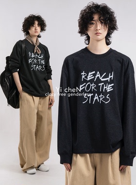 一衬YICHEN 秋冬舒适字母印花T长袖t恤基础薄款卫衣宽松打底衫