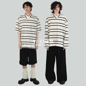 男女同款 一衬YICHEN 横条纹POLO短袖 不规则领口设计 夏季 新款