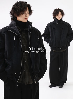 一衬YICHEN  秋冬廓形羊毛呢料羽绒服90白鸭绒外套通勤百搭上衣