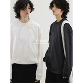 一衬YICHEN 男女同款 秋冬解构分割廓形长袖 t恤圆领纯色打底衫