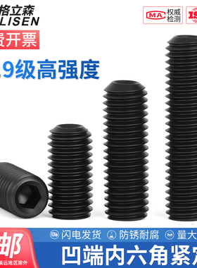 紧定螺丝12.9级凹端内六角紧定螺丝无头止付机米螺钉顶丝m3m4m5m6