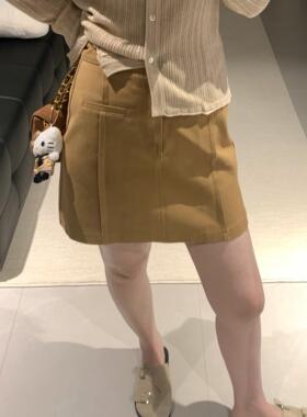 FENG甜甜_高腰纯棉半身裙女早秋新款显瘦a字短裙防走光百搭裙子