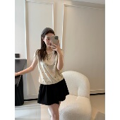 FENG甜甜_圆领波点针织短袖 显瘦T恤上衣 温柔风百搭薄款 女夏季 新款