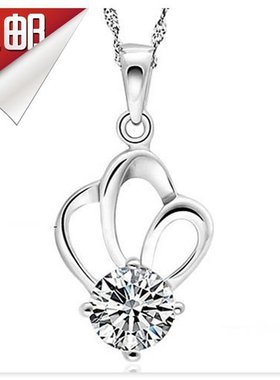 纯银镶钻甜美风韩版饰品礼物吊坠