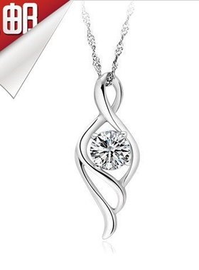 特价s925纯银镀白金女项坠项链