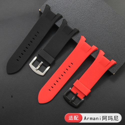 适配阿玛尼硅胶手表带AX1803/1802/1042/1050男凹口表链配件31*14