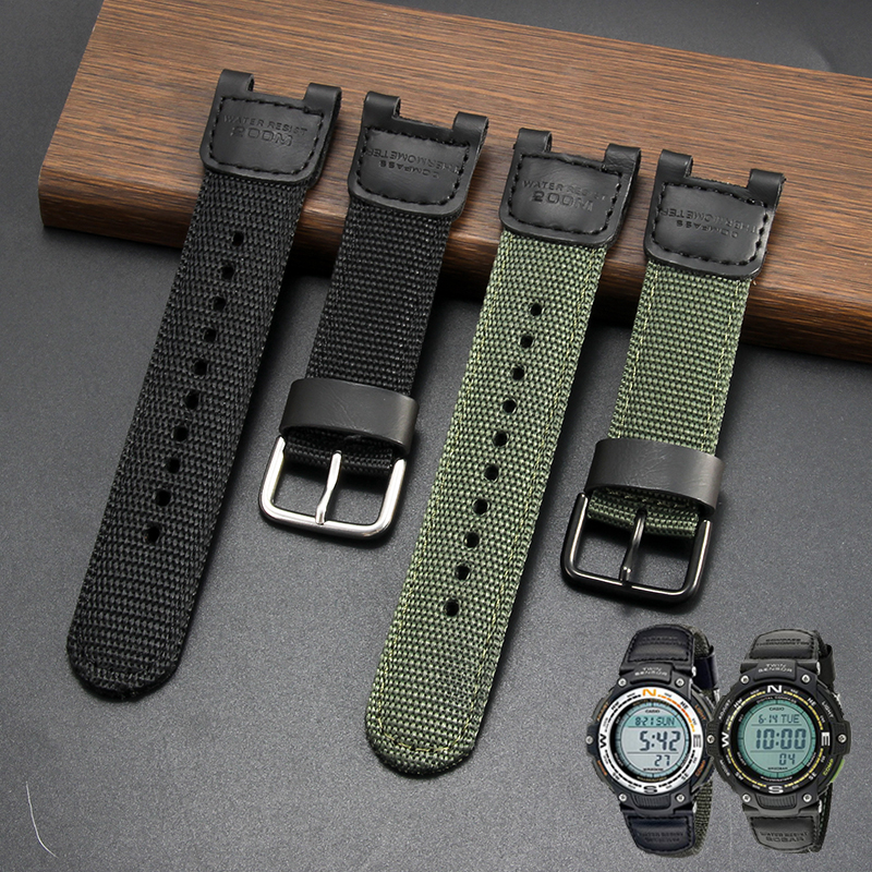 帆布表带适用卡西欧SGW-100/200手表带3157 GA-1000/1130尼龙表带