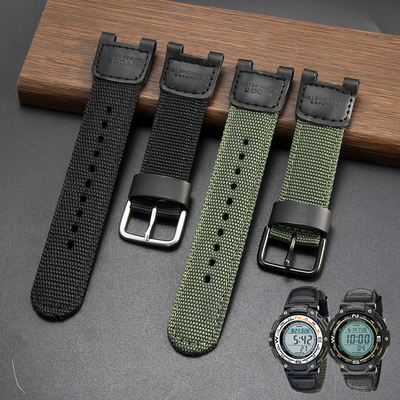 帆布表带适用卡西欧SGW-100/200手表带3157 GA-1000/1130尼龙表带