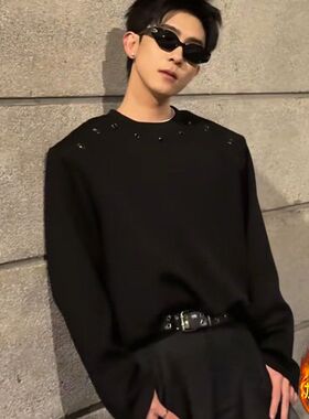 W218高质量加绒长袖T黑色白色P37M到3XL