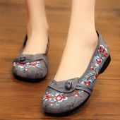 老北京布鞋 女单鞋 绣花鞋 春夏季 民族风聚氨酯底妈妈鞋 一脚蹬软底