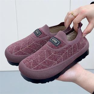 老北京布鞋 2024冬季 软底舒适妈妈鞋 加绒加厚保暖女士休闲棉鞋 新款