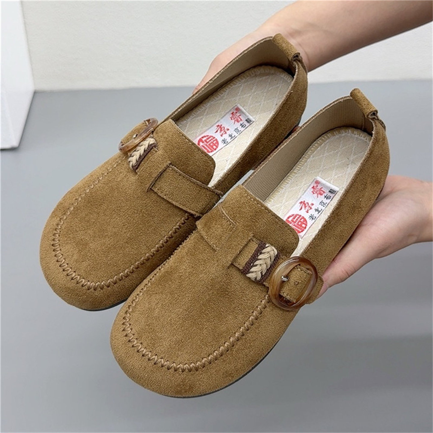 春秋新款复古勃肯鞋老北京布鞋女单鞋平底豆豆鞋慵懒风休闲乐福鞋,女鞋,传统布鞋,淘宝优惠券,粉丝福利购,淘宝优惠卷