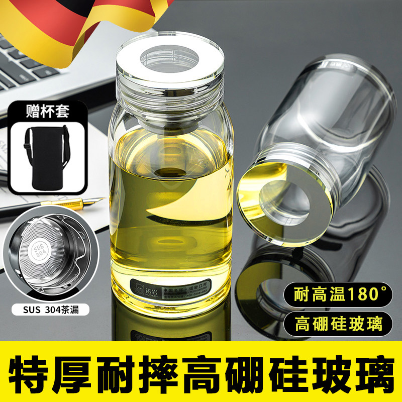 德国2025新款男士玻璃杯高端加厚大肚水杯子透明单层高硼硅大容量
