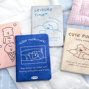 小狗手记早安可爱小狗A6精装本原创插画学生手账本笔记本点阵内页