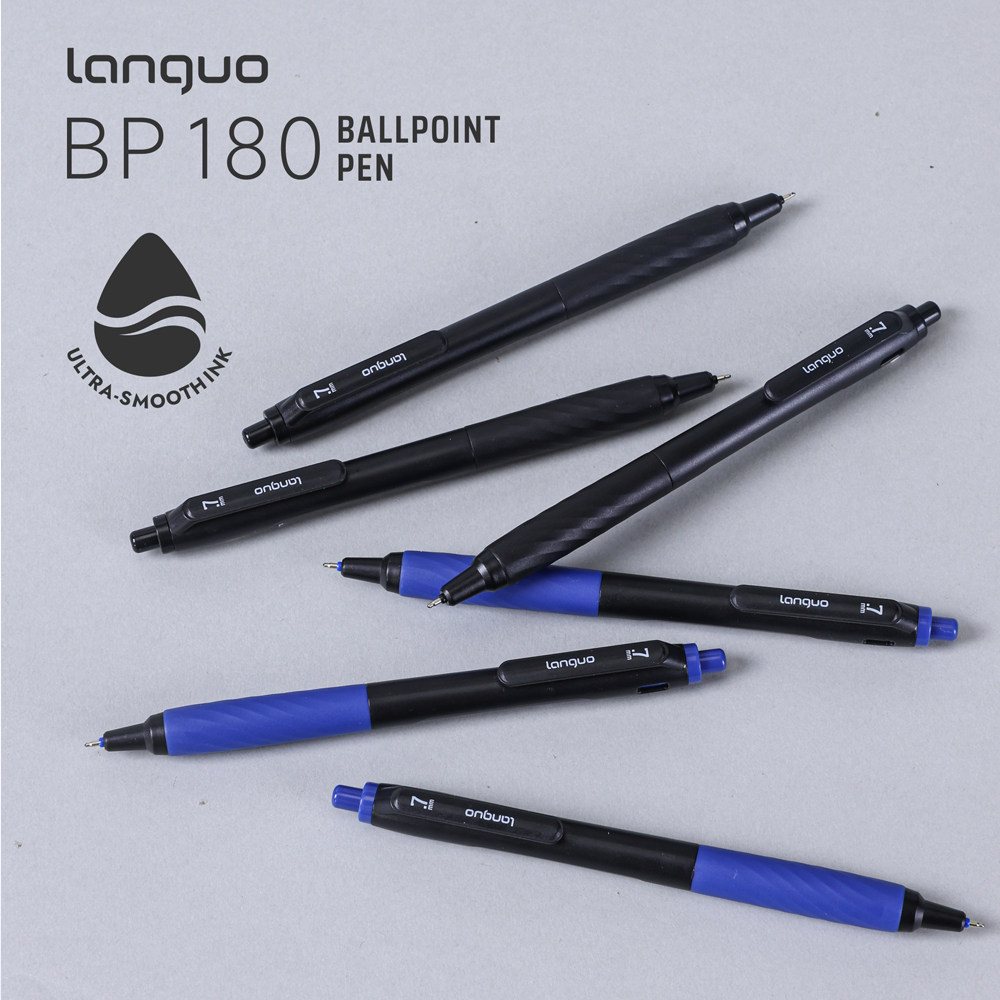 蓝果BP180按动中油笔黑色圆珠笔