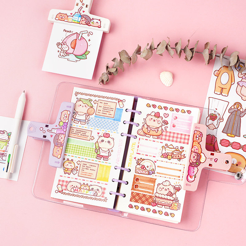 작은 떡 주머니 폴더 편지지 작은 클립 도구 크리 에이 티브 롱 테일 클립 파일 빌 책 클립 다기능 씰링 클립