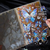 浪漫蝴蝶PET烫金镭射贝壳光贴纸本diy手帐装 饰素材背景痛包材料