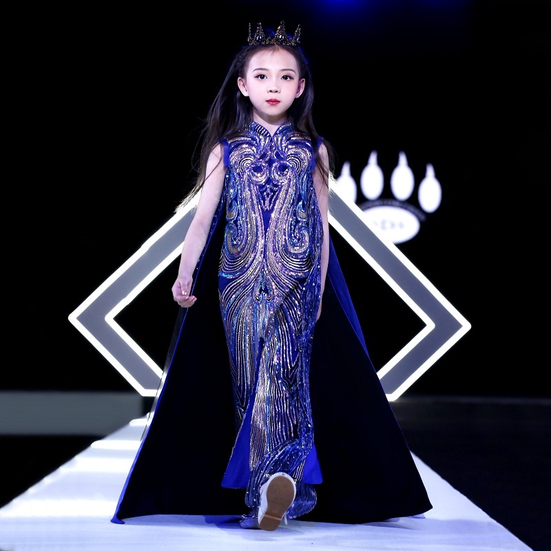 女童礼服高端走秀2021新款模特服装时尚儿童晚礼服