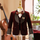 儿童西装 酒红色丝绒主持人礼服男童小男孩花童生日钢琴演出服 套装