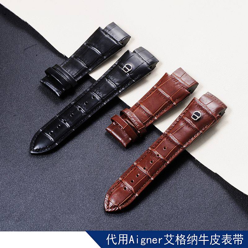 CARTY真皮表带 代用aigner 硬头颗 艾格纳 28mm 凸宽21手表配件