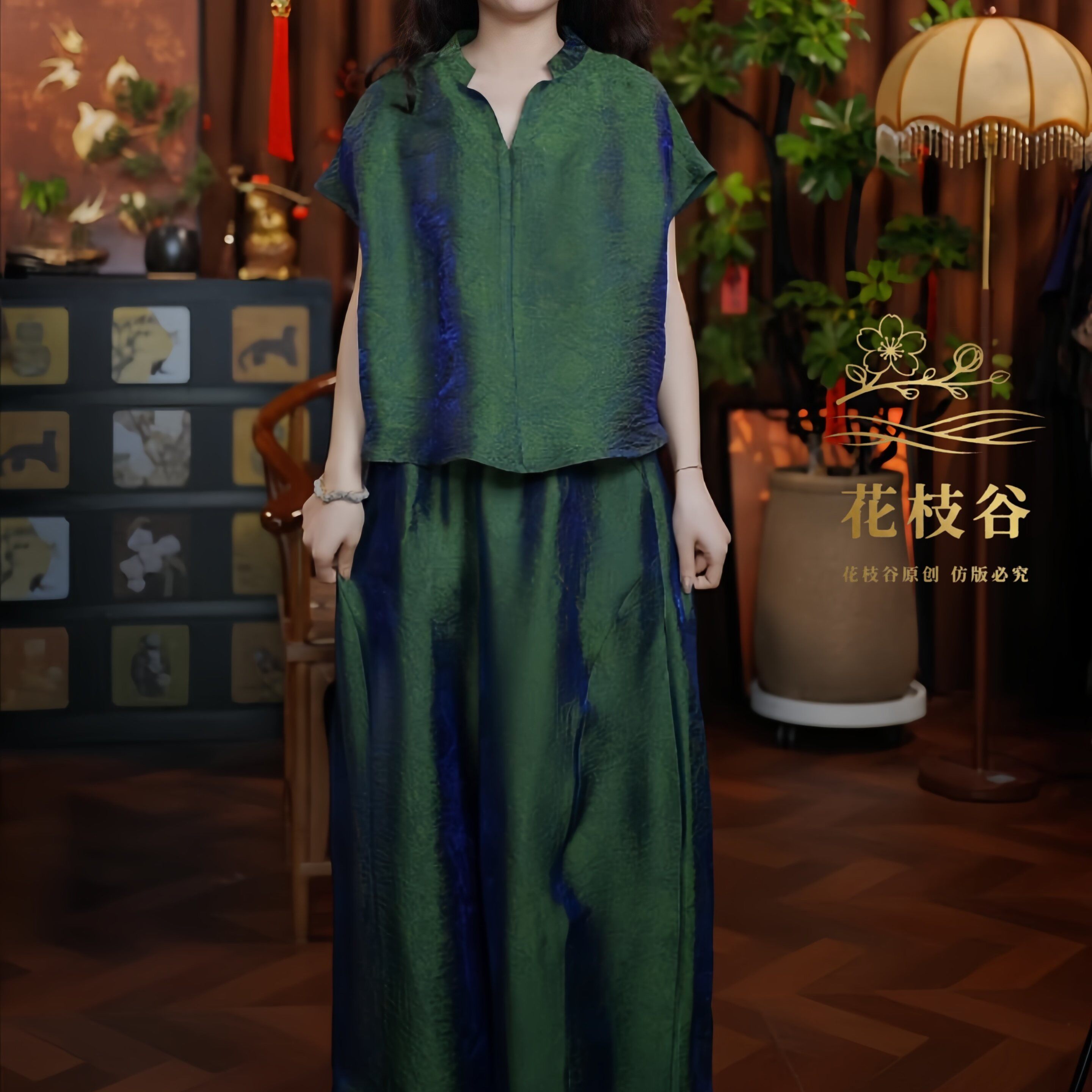 楚未留香（绿色）2026新中式宽松上衣裤子国风女装两件套