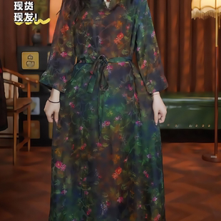 一眼钟情 秋季新款花萝老料子大气显瘦时尚宽松连衣裙