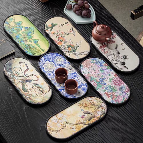 国风功夫茶台陶瓷茶盘家用速干台