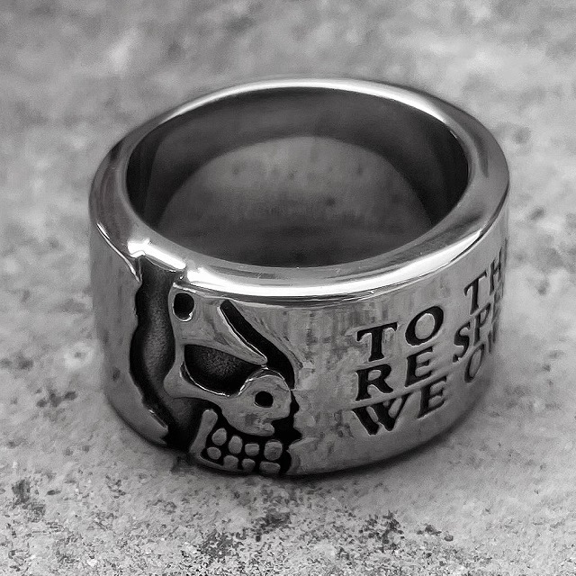 朋克风男士钛钢骷髅半脸戒指