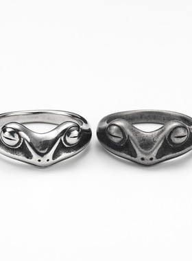 嘻哈新款复古个性可爱青蛙指环男女通用钛钢青蛙王子戒指时尚饰品