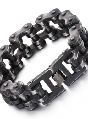 宽版22mm男士嘻哈风霸气自行车型手链潮流钛钢男士机车潮人手链